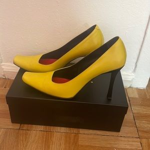 Sonia rykiel, made in Italy leather neon yellow pumps size 38